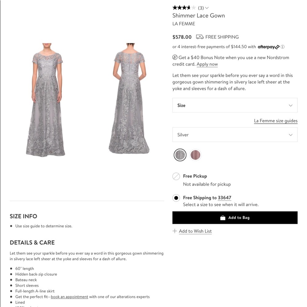 La  Femme Shimmer Lace Gown